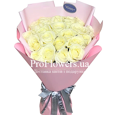 25 білих троянд "Чисте серце"