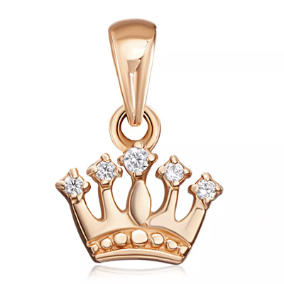  Gold pendant "Crown" with cubic zirkonia