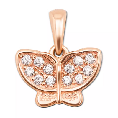 Gold pendant "Butterfly" with cubic zirkonia