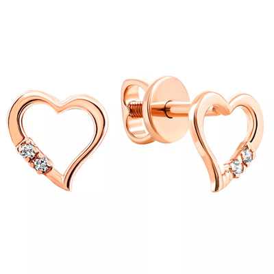 Golden pousets Heart with cubic zirconia