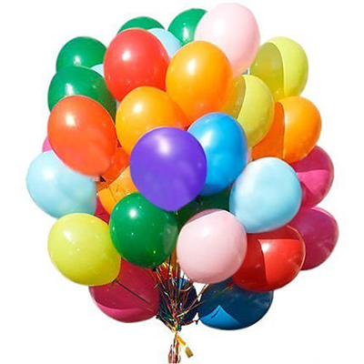 25 multi-colored helium balls