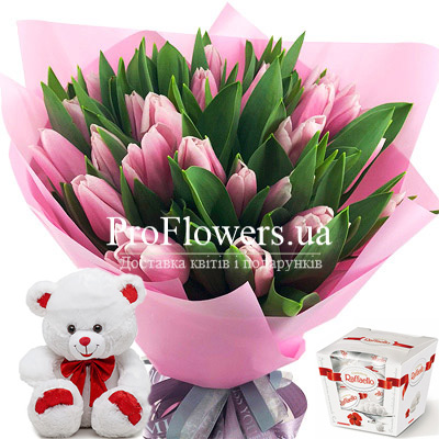 Bouquet "Pink Dream" with gifts