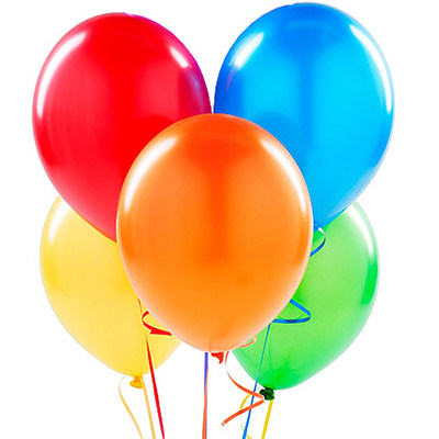5 colored helium balls