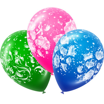 3 multi-colored helium ball