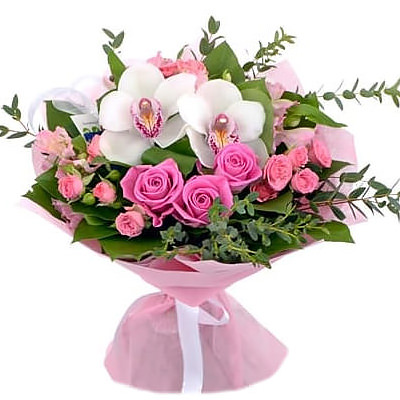 Pink roses and orchids "My precious"
