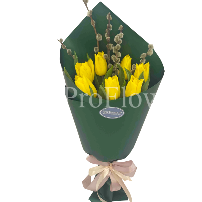 7 yellow tulips "Present"