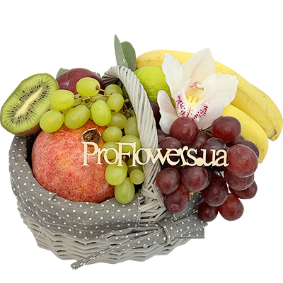 Fruit basket with orchid "Lakomaya"