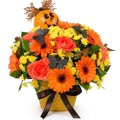 Basket of flowers for Halloween