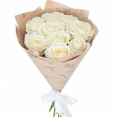 9 белых роз "Камелия"
