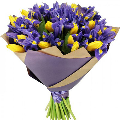 Bouquet of tulips and irises "Tenderness"
