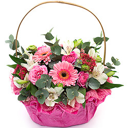 Basket with gerberas "Mame"
