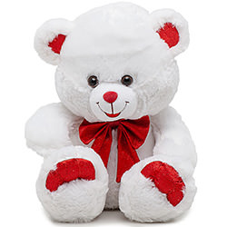 White teddy bear with a bow!