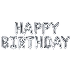 Фольгированная надпись серебро "Happy Birthday"