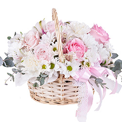 Корзинки цветов с пожеланиями - 71 фото