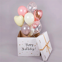 Surprise box with balloons
