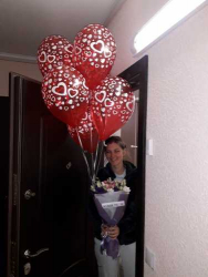 Order with delivery - 5 red balloons with hearts