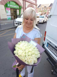 Букет из 51 белой розы "Для возлюбленной" - купить в магазине цветов ProFlowers.ua