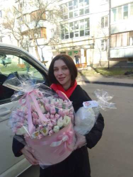 Delivery in Ukraine - White teddy bear with a bow!