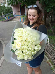 Delivery in Ukraine - Bouquet of 51 white roses "For the sweetheart"