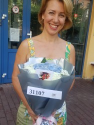 Букет белых роз и гортензий "Голубоглазая" - купить в магазине цветов ProFlowers.ua
