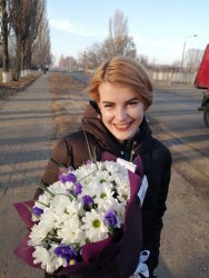 Buy with delivery - Bouquet of irises and chrysanthemums "Mood"