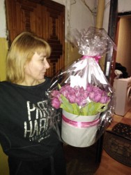 Доставка по Украине - 51 розовый тюльпан "Пиончики"