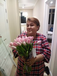 Доставка по Украине - Розовый тюльпан поштучно