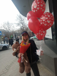 5 red balloons with hearts - buy at flower shop ProFlowers.ua