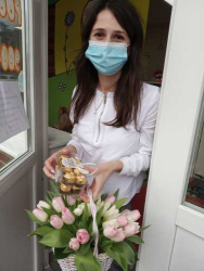 Delivery in Ukraine - Basket of tulips "gentle hugs"