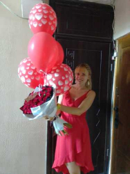 Купить с доставкой - 5 красных воздушных шаров с сердцами